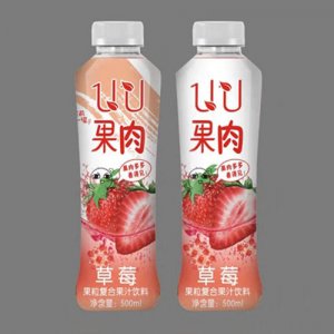 沁领UU果肉草莓果粒复合果汁饮料500ml